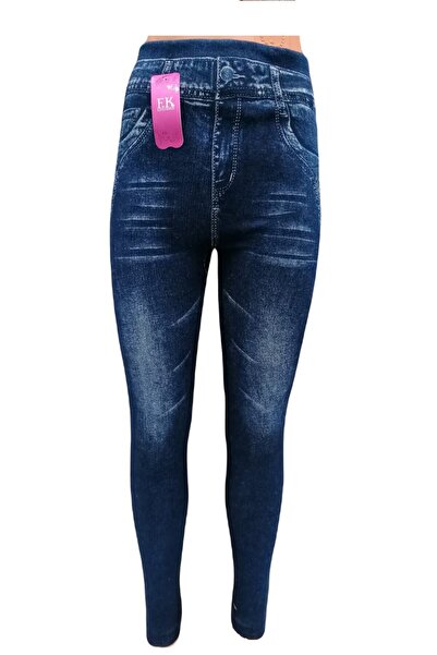 F.K Kadın Lacivert Kot Görünümlü Likralı Tayt