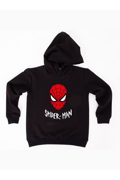 SPIDERMAN Hanorac pentru copii din țesătură de bumbac cu glugă cu imprimeu spiderman