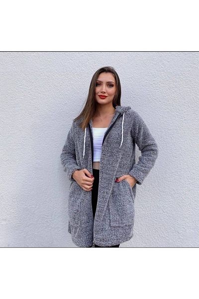 gençmode Hooded Plush Cardigan
