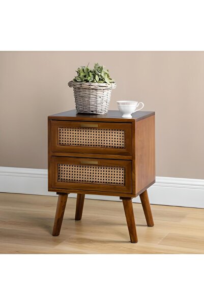ŞafakMobilya Ahşap Dopğal Hazeran Detaylı Masif Komodin