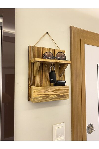 DDPEST Dekoratif Ahşap El Yapımı Antre Hol Anahtar Askısı . Kapı Önü Anahtarl...