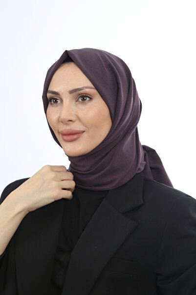 Trablus Tessetür Kadın Pamuk Kraş Caz Şal Mürdüm