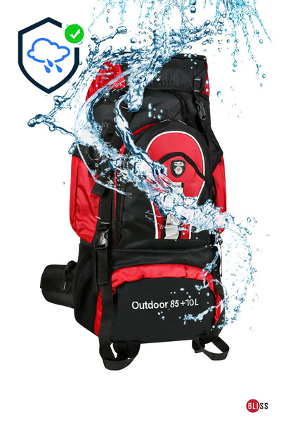 Bliss Professional Red 85+10 Liter Water Resistant Mountaineer & Camping Bag with Back Support