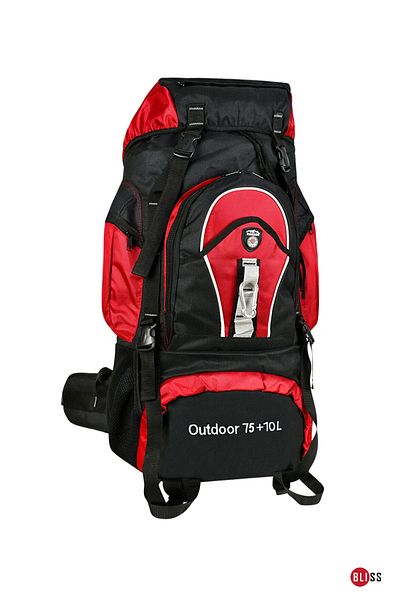 Bliss Professional Red 75+10 Liter Water Resistant Mountaineer & Camping Bag with Back Support