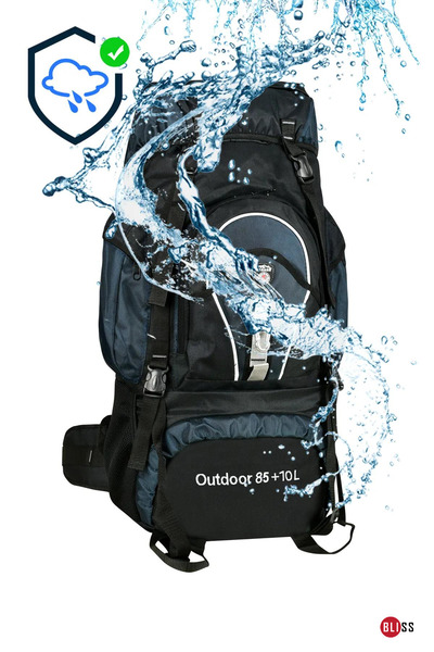 Bliss Професійна синя 85+10 літрова водостійка сумка для альпіністів та кемпінгу з підтримкою спини
