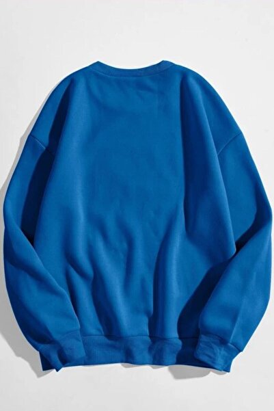 Adrift Унісекс Sax Синій однотонний светр з круглим вирізом Oversize Sweatshirt однотонний светр