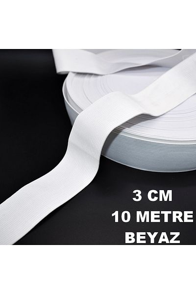 mrtbilisim Frost Leg Rubber 10 Meters White Waist Frost Leg Rubber Flat Wide Rubber Latex Product 3 Cm