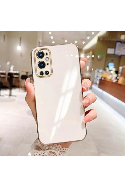 Rivor One Plus 9 Pro Uyumlu Kılıf Parlak Kenarı Altın İşlemeli Kamera Korumal...