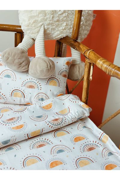 Pithy Rainbow Cotton Satin Baby, Mother's Side Crib Bedding Set (60X100CM)-rainbow