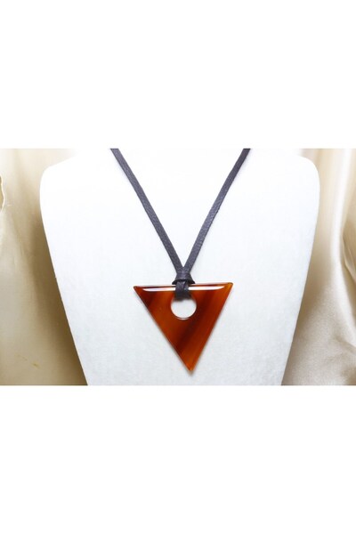 ILGIN DOĞAL TAŞ TAKI Agate Stone Natural Stone Leather String Necklace |   Mo...