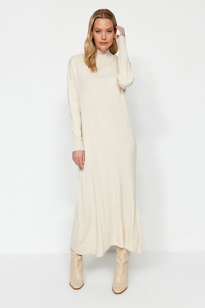 Trendyol Modest Πλεκτό φόρεμα με πέτρινο γιακά TCTAW24EB00015