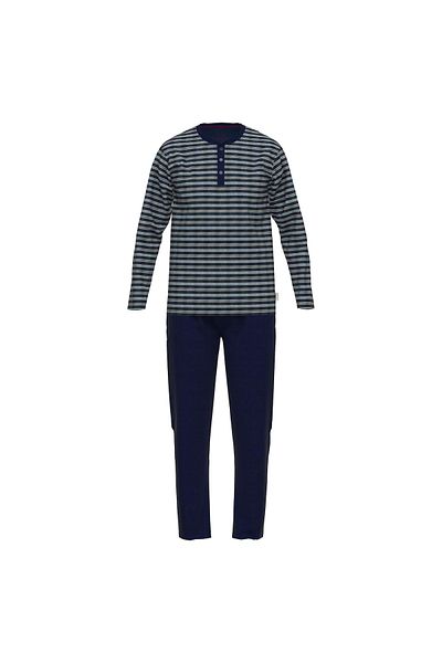 Ceceba Herren Schlafanzug - Pyjama, Baumwollmischung, Rundhals, Lang