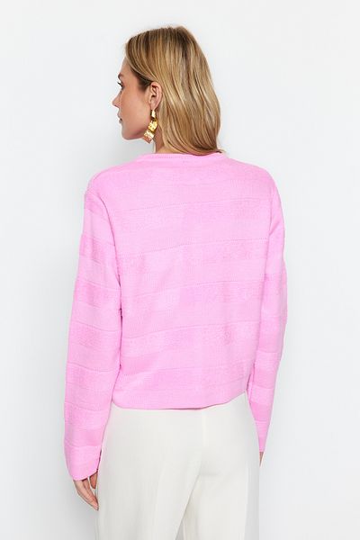 Trendyol Collection Rózsaszín kerékpáros gallérú kabát megjelenés Kötött kardigán TWOAW24HI00337
