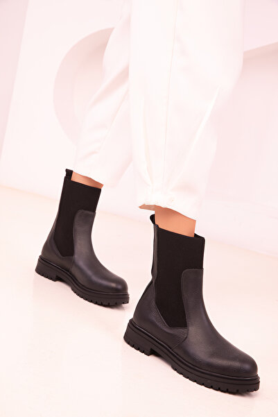 SOHO Cizme negre de damă din piele naturală - 18481