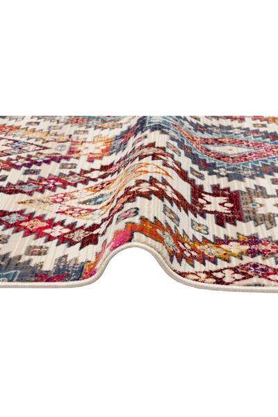 Eko Halı Hav Toz Vermez Etnik ve Modern Desenli Renkli Saçaklı Halı