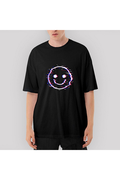 Tomris Hatun Glitch Face supradimensionat Tricou negru L