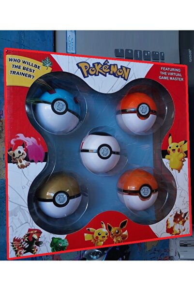 CNR Pokemon Topları 5 Adet Açılır Pıkachu Figürlü Poke Pikaçu Topu