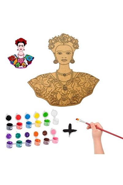 Mandalart Fabric Ahşap Boyama Seti, Farklı Boyut Seçeneği, 12 Renk Akrilik Bo...