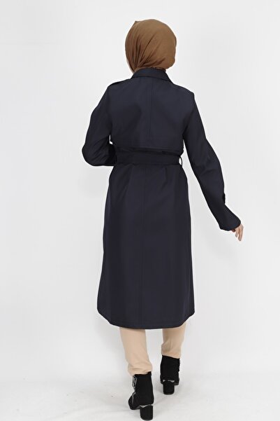 Butik Bondet Kumaş Beli Bağlamalı Orta Boy Trençkot