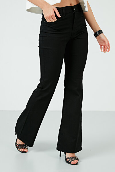 DRC trend Gable crne farmerke sa širokim nogavicama Visok struk koje ne izblj...