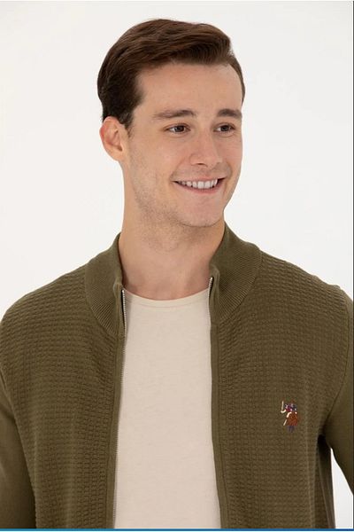 U.S. Polo Assn. Men's Khaki Basic Knitwear Cardigan G081SZ0TH.000.1629653.VR027