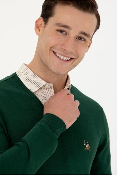 U.S. Polo Assn. BAZA. Polo Assn. Pulover de bază VERDE pentru bărbați G081SZ0TK.000. 1629687 .VR054