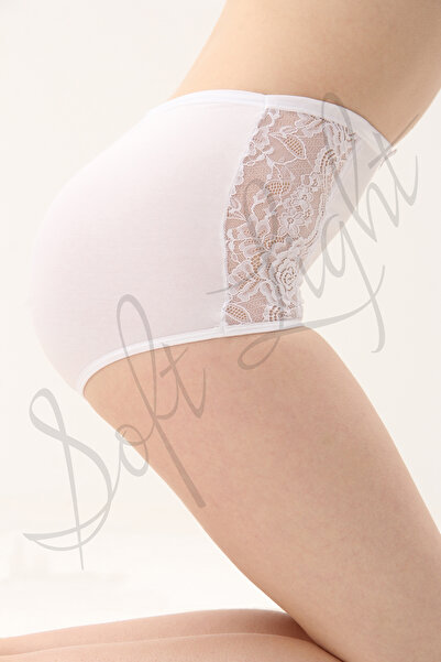 Soft Light Chiloți de damă cu talie înaltă din dantelă din bumbac Chiloți alb și negru Chiloți 7 piese