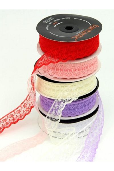 Kazanabil TULLE RIBBON LACE WITH MOTIF 25 METERS BLUE