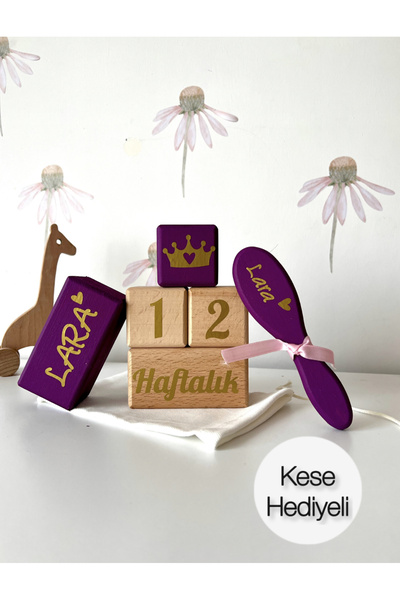 mogokids Renkli Anne bebek anı küpü seti fotoğraf çekimi dekor mor taraklı set
