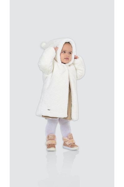 Babyhola Baby Girl Cotton Lined Cone Hooded Plush Coat Winter 13622