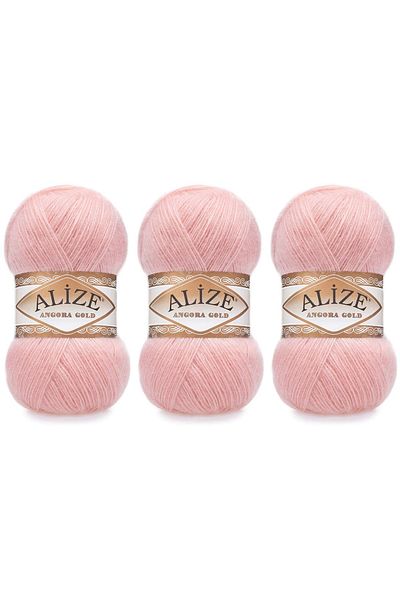Alize Angora Gold Νήματα Πλεξίματος Χεριών 100 gr 3 Τεμάχια Χρώμα 363 Νυφικό Ροζ