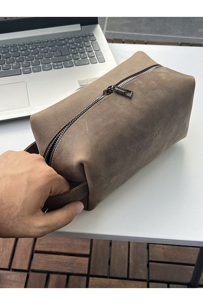 DERKON BUSY CRAZY BROWN 100% GENUINE LEATHER HANDBAG