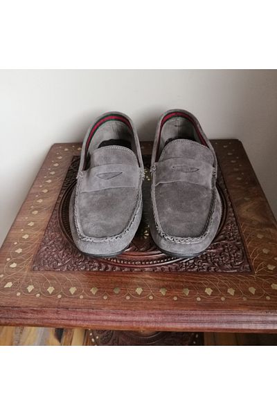 Butik Tülin Unisex genuine leather suede mink banded front hand-stitched unlined very soft rubber sole loafer