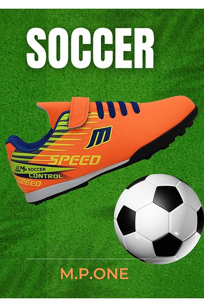 MP ONE Kidessa 1753-1368 Pantofi de fotbal cu dungi pentru copii Astroturf PORTOCALII