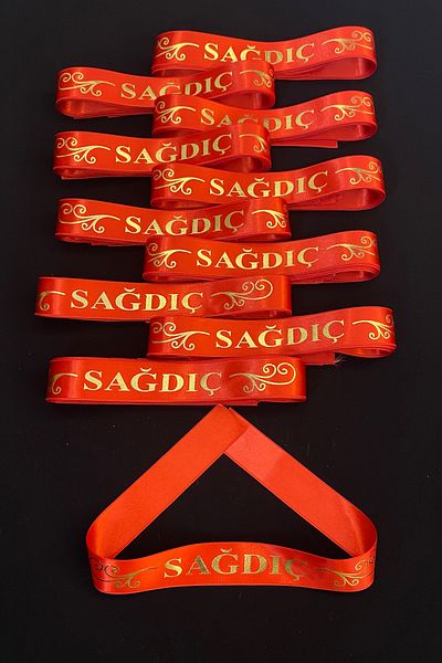 ZEYMERADE Red Groomsman Ribbon, Arm Ribbon, Arm Cuff, 1 Piece