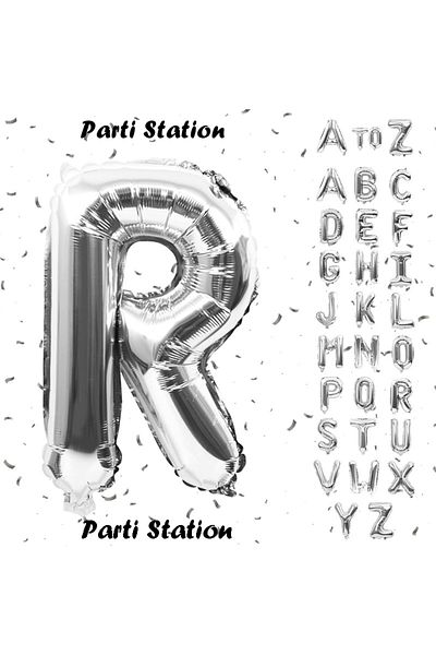 Parti Station Silver Color Letter Foil Balloon Letter R Large Size 100 cm 1 Meter Helium Flying Foil Balloon 40" Inch 1 Piece