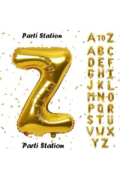 Parti Station Gold Color Letter Foil Balloon Letter Z 76 cm Helium Flying Foil Balloon 1 Piece