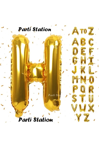 Parti Station Altın Renk Harf Folyo Balon H Harfi Büyük Boy 100 cm 1 Metre He...