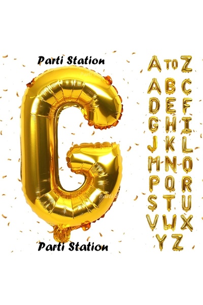 Parti Station Altın Renk Harf Folyo Balon G Harfi Büyük Boy 100 cm 1 Metre He...