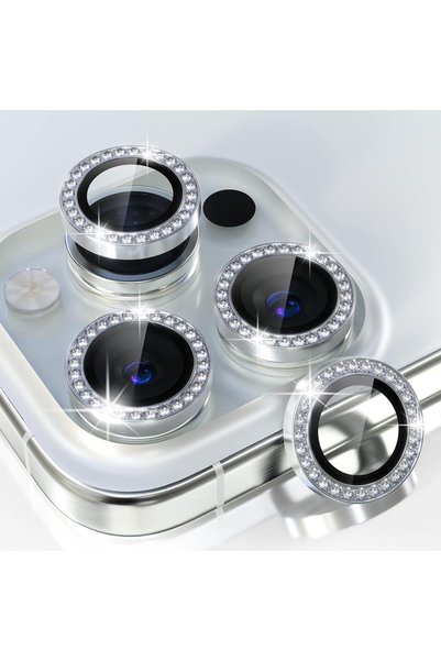 HyperAge iPhone 15 Pro Max & 15 Pro Uyumlu Elmas Taşlı Kamera Lens Koruyucu G...