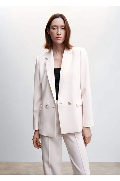 MANGO Woman Jachetă cu nasturi din material textil