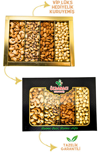 Özdanacı Kuruyemiş VİP Lüks Karışık Çerez Kuruyemiş Paketi 800GR (Hediyelik-Düğün-Kına-Kız İsteme)