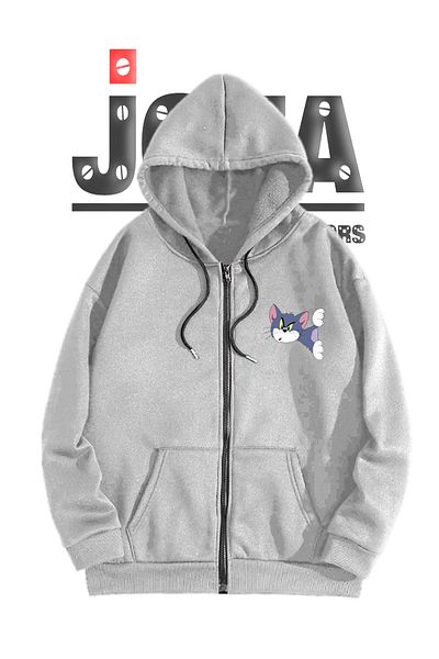 Joza Outdoors Unisex Tom and Jerry 3 νήματα με φερμουάρ με κουκούλα Φούτερ Fleece Jacket Ζακέτα Lover Couple