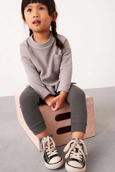 Next Baby 100% Cotton Gray Sweatshirt Tights Top and Bottom Set