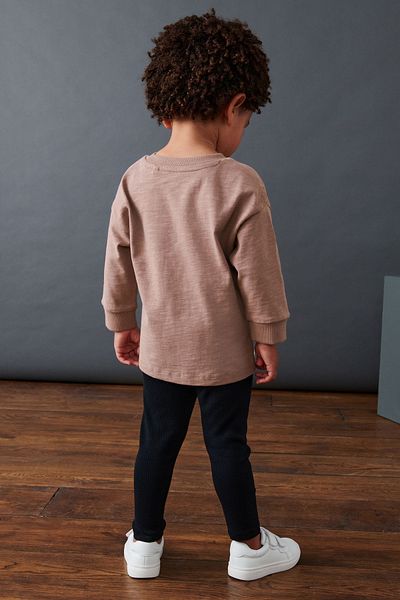 Next Baby Cotton Soft Brown Sweatshirt Tights Top and Bottom Set