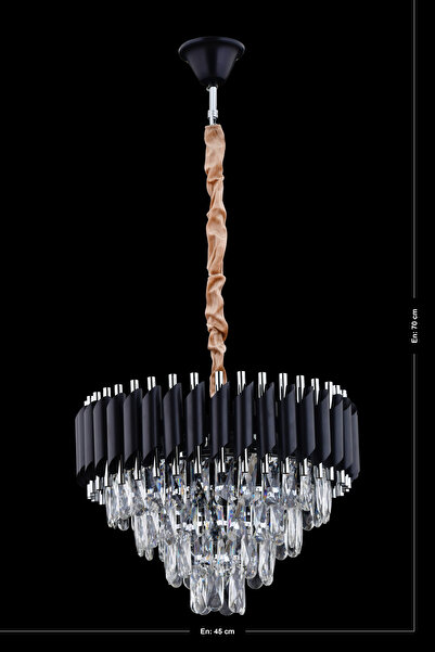 Almira MİHRAN KRİSTAL ALMİRA 45"LİK SİYAH KROM KRİSTAL TAŞLI