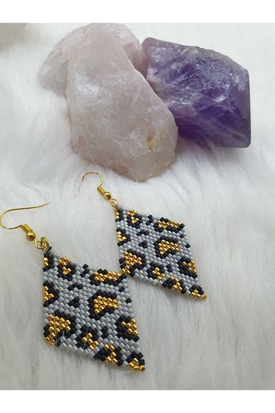 HAPPY HANDMADE Miyuki Leopard Pattern Earrings Beads