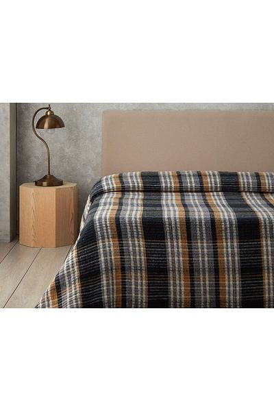 English Home Plaid Waffle Scotch Double Blanket 180x220 cm Anthracite