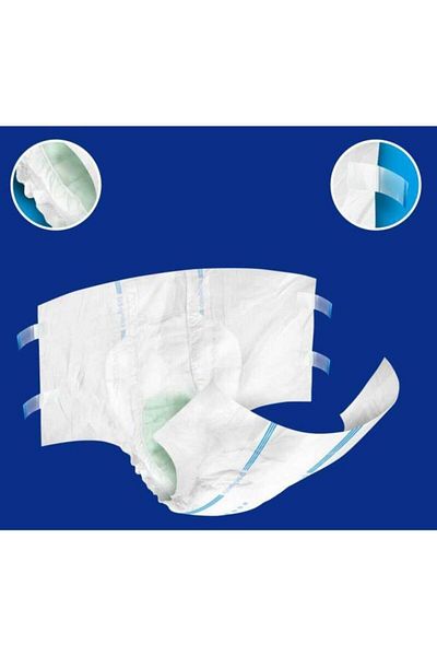 Canped Adult Patient Diaper with Waistband Textile Surface Night Large Size (L)| 14 Pieces