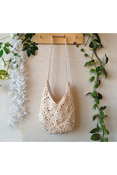 NeednStore Дамска ръчно изработена ретро плетена чанта през рамо в цвят слама